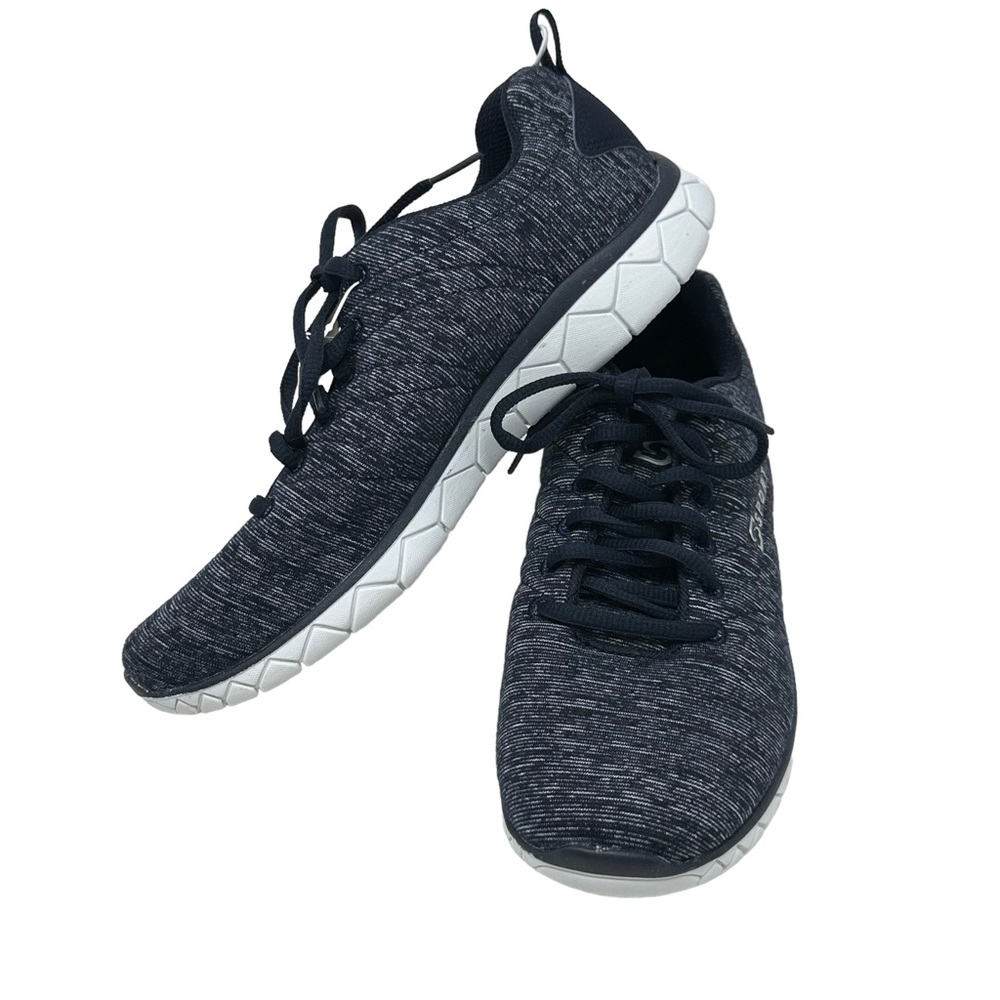 S Sport By Skechers Resplendent Navy Blue Marled Lace Up Sneakers Women 8 NWT